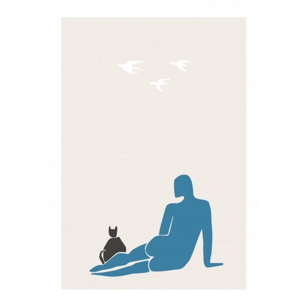 Woman And Cat MultiColor 30x40 cm