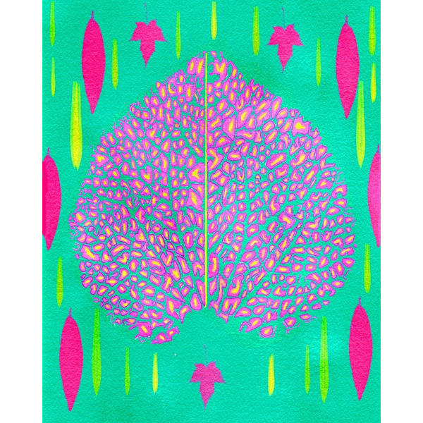 Lehdet vaaleanpunaisena.png MultiColor 70x100 cm