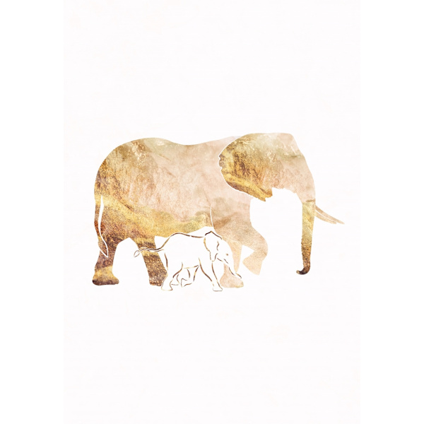 White Gold Elephants MultiColor 21x30 cm