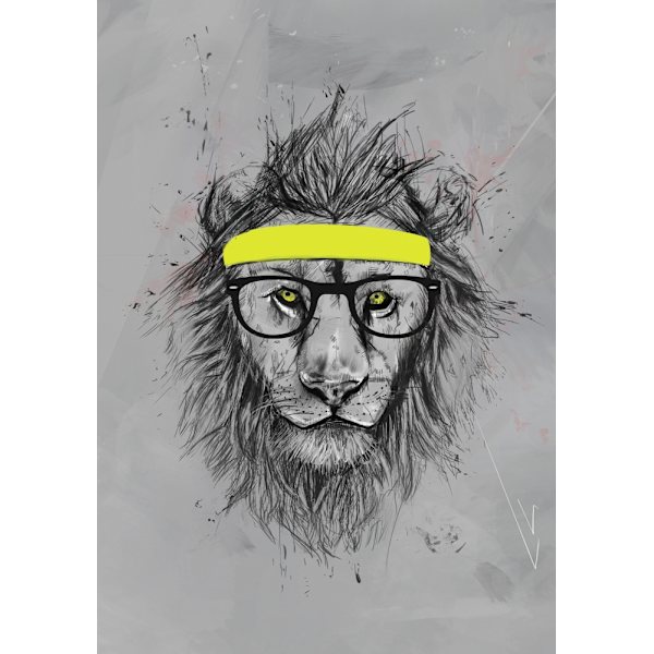 Hipster Lion MultiColor 30x40 cm