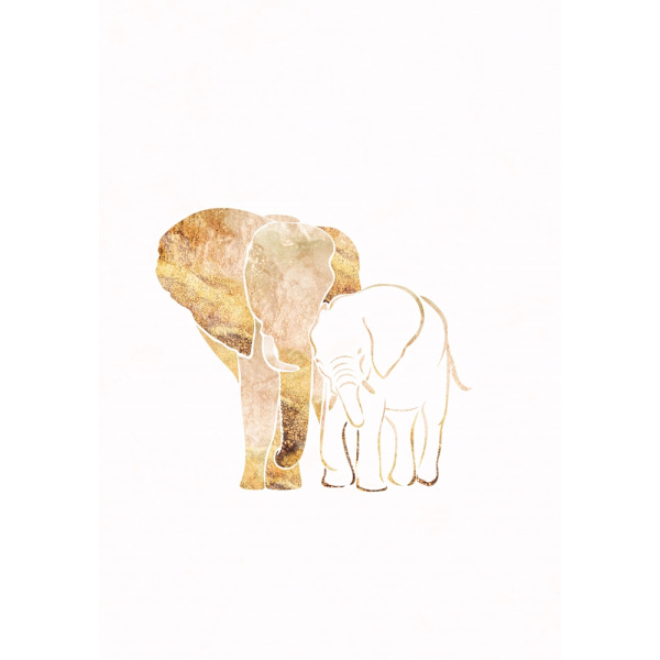 White Gold Elephants 2 MultiColor 50x70 cm