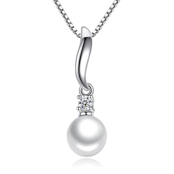 Silverfärgat halsband med imitations pärla