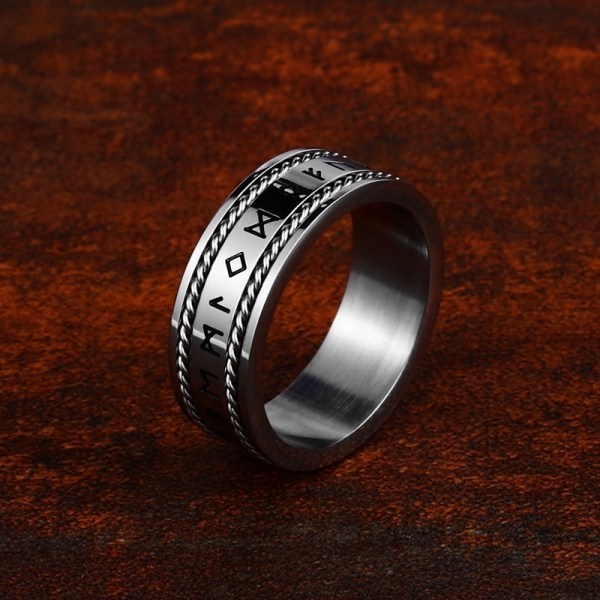 Ring - Nordic Mythology - Runes with twisted threads #10