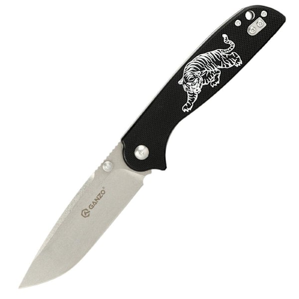 GANZO - G6803-TG - Black folding knife with tiger pattern Black