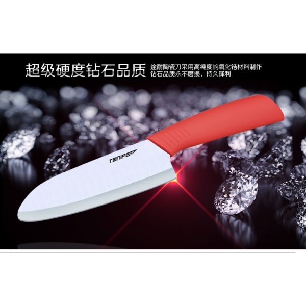 Tonife Zirconia keramisk kjøkkenkniv - 5,5" kokkekniv Red