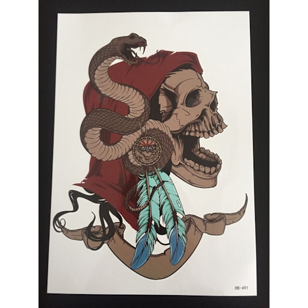 Tillfällig Tatuering 21 x 15cm - Native american Skull