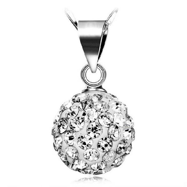 Ball necklace - silver color with rhinestone