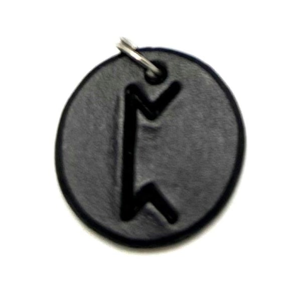 Handmade pendant with nordic rune made of swedish leather