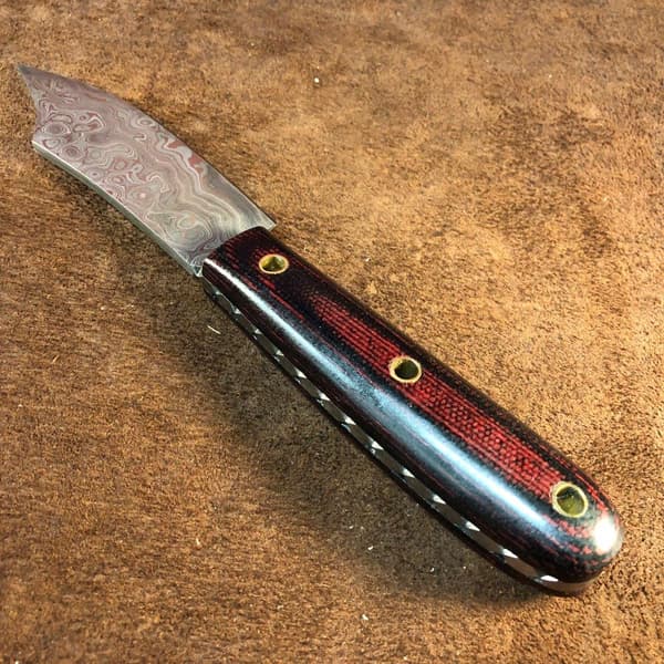 Håndlaget jaktkniv Damask micarta Brown