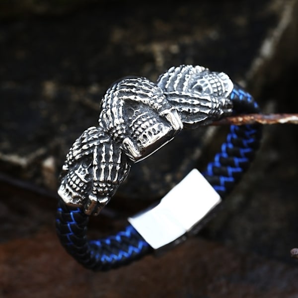 Bracelet - Norse mythology - Leather bracelet Skulls 24cm