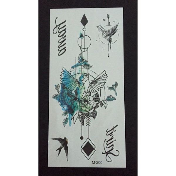 Temporary Tattoo 19 x 9cm - bird pattern