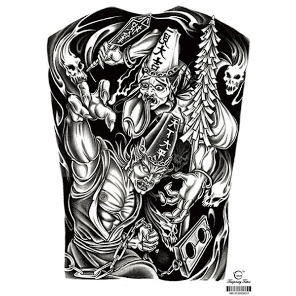 HEL RYGGTAVLA! Tillfällig Tatuering 48 x 34cm - demoner