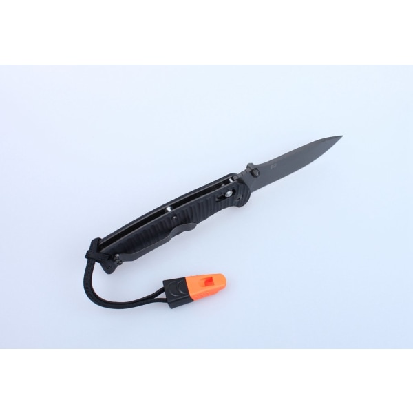GANZO G7413p svart stentvättad m viselpipa - kniv fällkniv svart mönstrat handtag