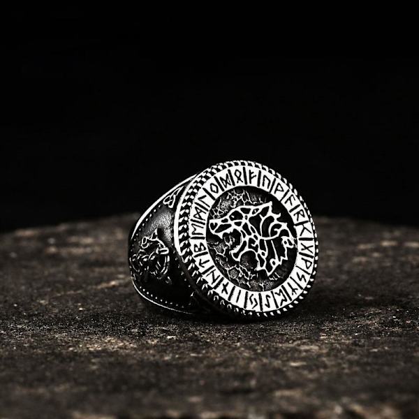 Ring - Norse Mythology - Fenrir with runes #7
