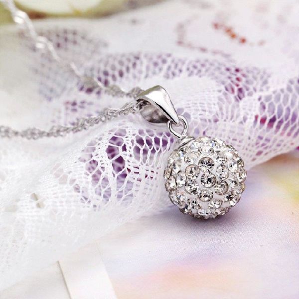 Ball necklace - silver color with rhinestone
