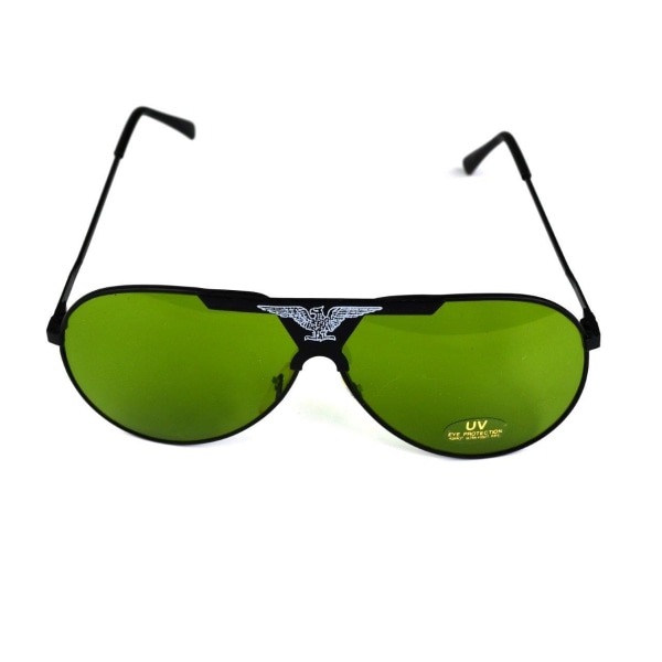 Solglasögon Pilotglasögon svarta med grön lins