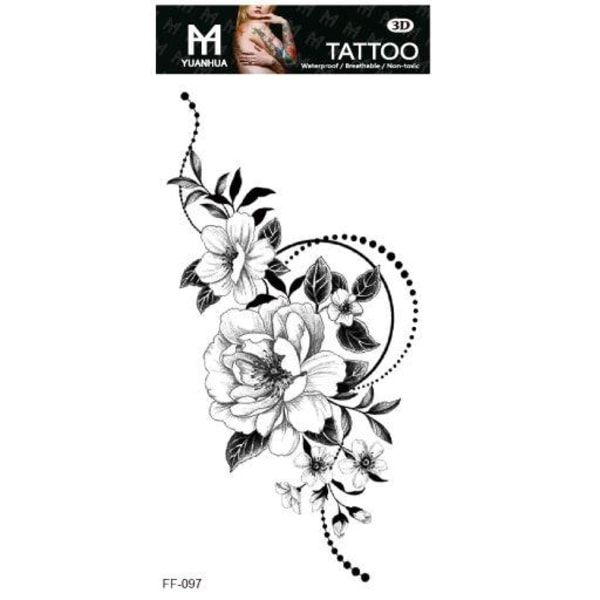 Väliaikainen tatuointi 19 x 9cm - Kukkia palloilla