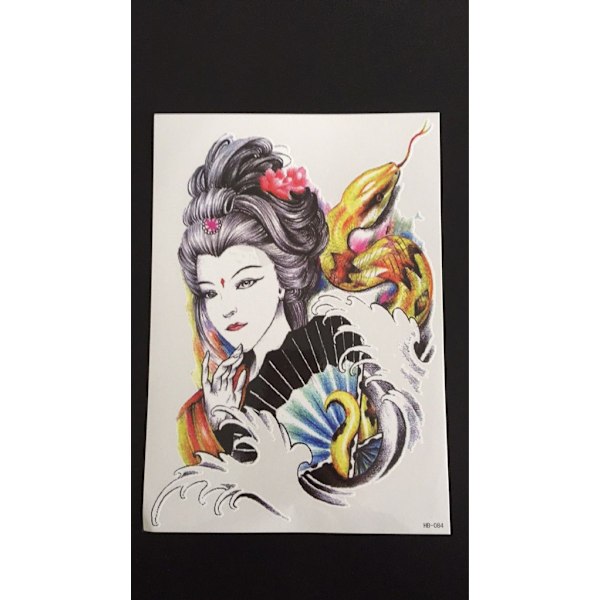 Tillfällig Tatuering 21 x 15cm - Geisha