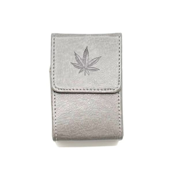 Belt Cigarette case - silver präglat löv multifärg
