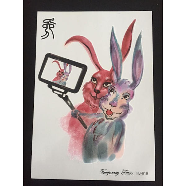 Tillfällig Tatuering 21 x 15cm - Selfie Rabbits