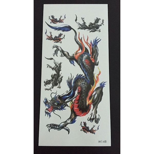 Tillfällig Tatuering 19 x 9cm - drakar