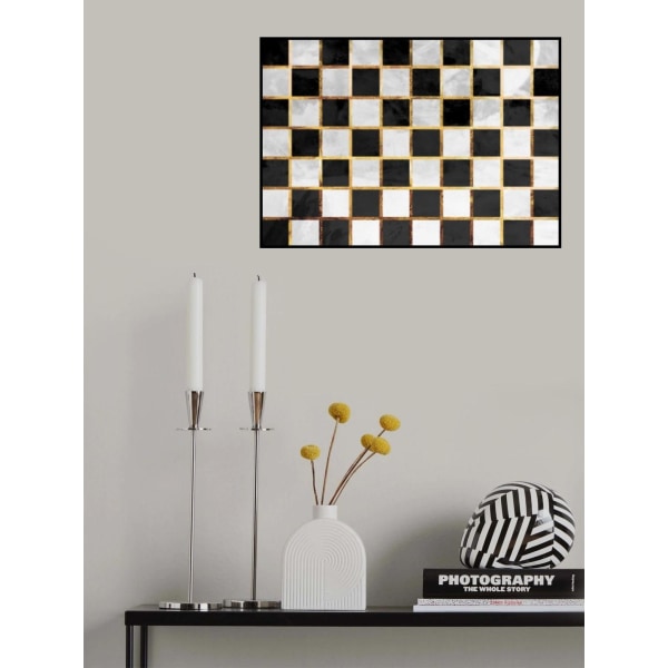 Checkerboard Black Gold White Concrete MultiColor 30x40 cm