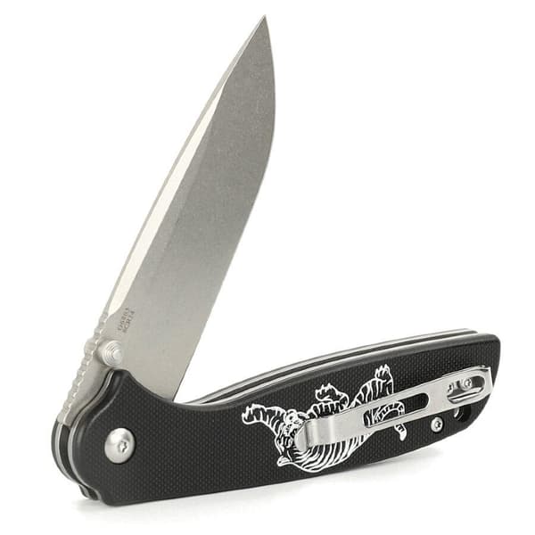 GANZO - G6803-TG - Black folding knife with tiger pattern Black
