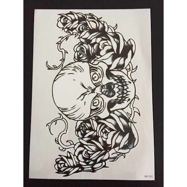 Midlertidig tatovering 21 x 15cm - Skull & Roses