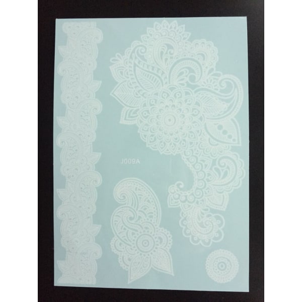 Midlertidig tatovering 21 x 15cm - hvite tatoveringer armbånd
