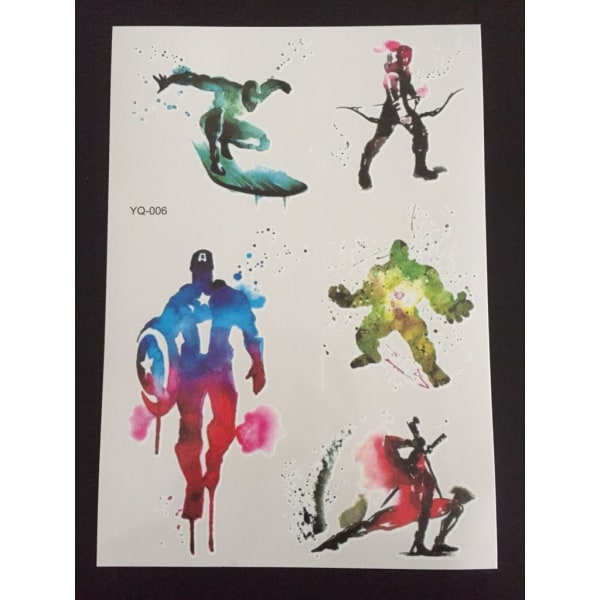 Midlertidig tatovering 21 x 15 cm – tegneseriefigurer