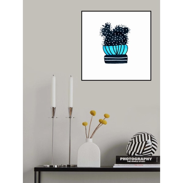 Cactus 3 Desert Plant Blue Black MultiColor 30x40 cm