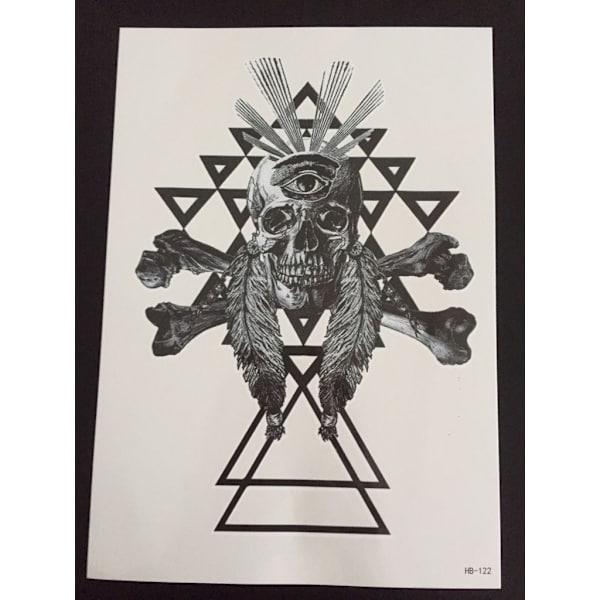 Tillfällig Tatuering 21 x 15cm - Native american skull