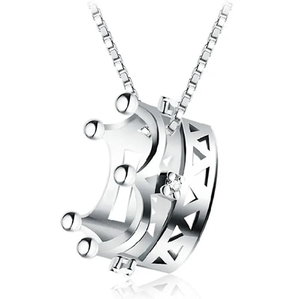 Crown necklace - silver color with white rhinestone