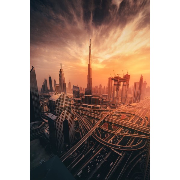 Dubai's Fiery Sunset MultiColor 21x30 cm