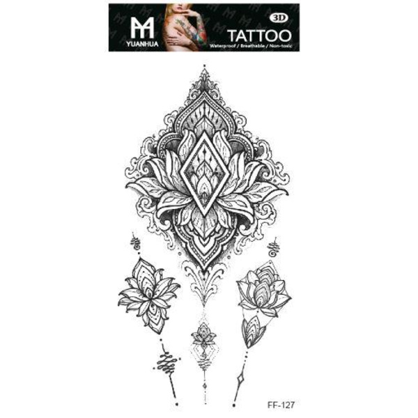 Tillfällig Tatuering 19 x 9cm - 3 olika växtmotiv