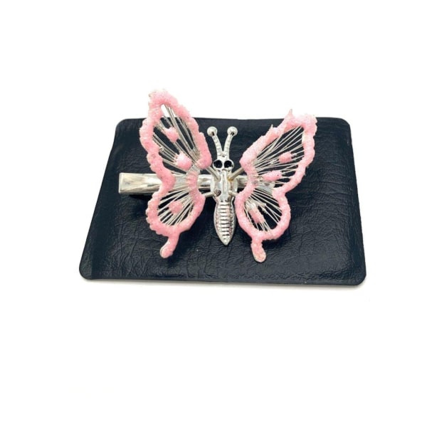 Hårklemme sommerfugl rosa glitrende høyre Klämma på höger sida