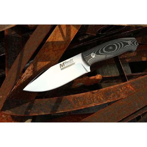 MTech Evolution MTE-FIX008-S full tang hunting knife with micarta handle – 5" 8Cr13 drop point blade, 9" (approx. 23 cm) overall