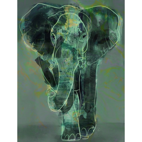 Teal Elephant MultiColor 21x30 cm