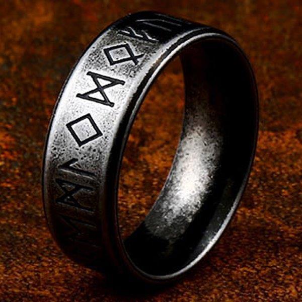 Ring - Nordisk Mytologi - Runor antik svart 8mm #8