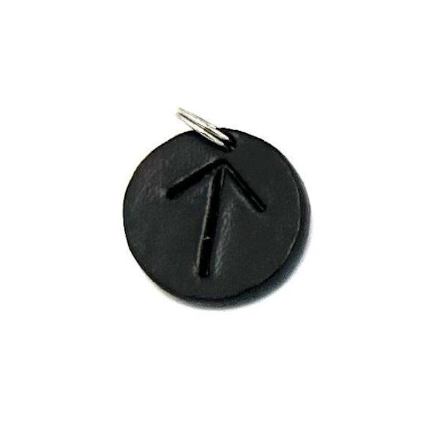 Handmade pendant with nordic rune made of swedish leather