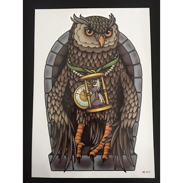 Tillfällig Tatuering 21 x 15cm - Owl & Time