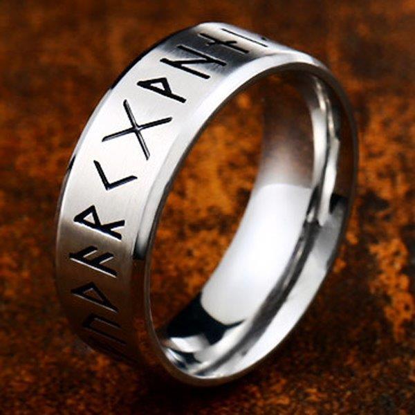 Ring - Nordic Mythology - Runes - Stainless steel - High quality #11