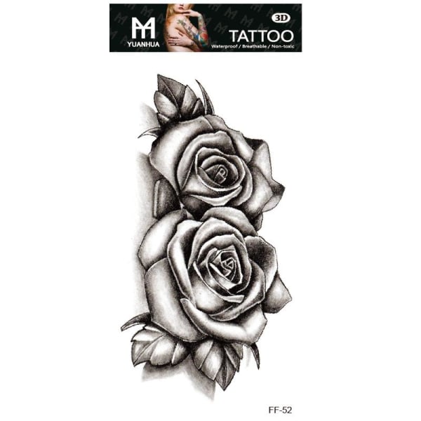 Väliaikainen tatuointi 19 x 9 cm - Ruusut