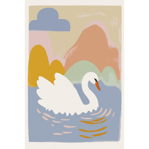 Swan In Lake MultiColor 21x30 cm
