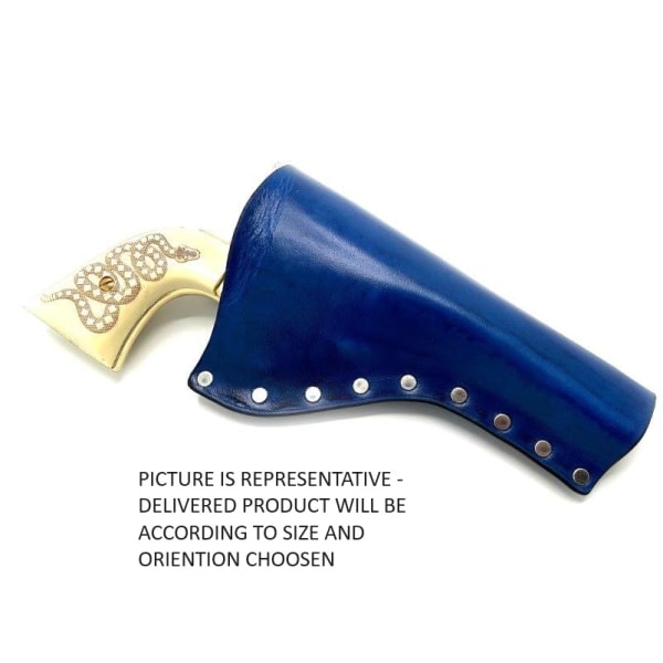 JJ Custom Works - Colt .45 Peacemaker Holster - Right - 12" - Blue - Plain - Nickel Studs Right side - 12"