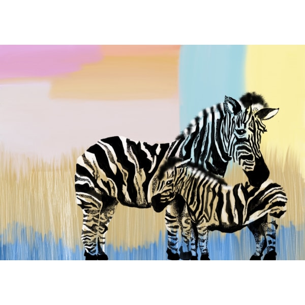 Mama Zebra And Baby MultiColor 30x40 cm