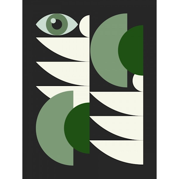 Mid Century Geometrical In Green MultiColor 21x30 cm