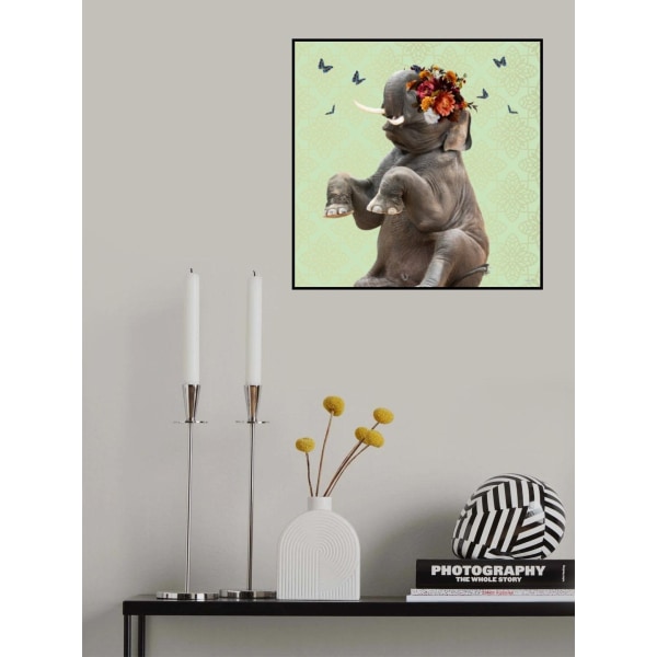 Spring Flower Bonnet On Elephant MultiColor 50x70 cm