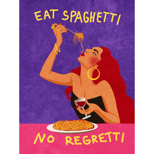Eat Spaghetti No Regretti MultiColor 50x70 cm