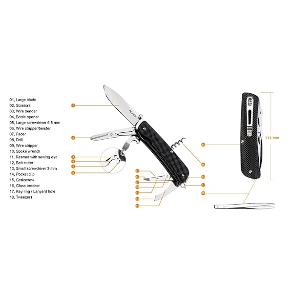 Ruike LD31-B Multitool / folding knife Svart